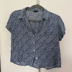 VINTAGE BLUE FLOWERED CROP TOP